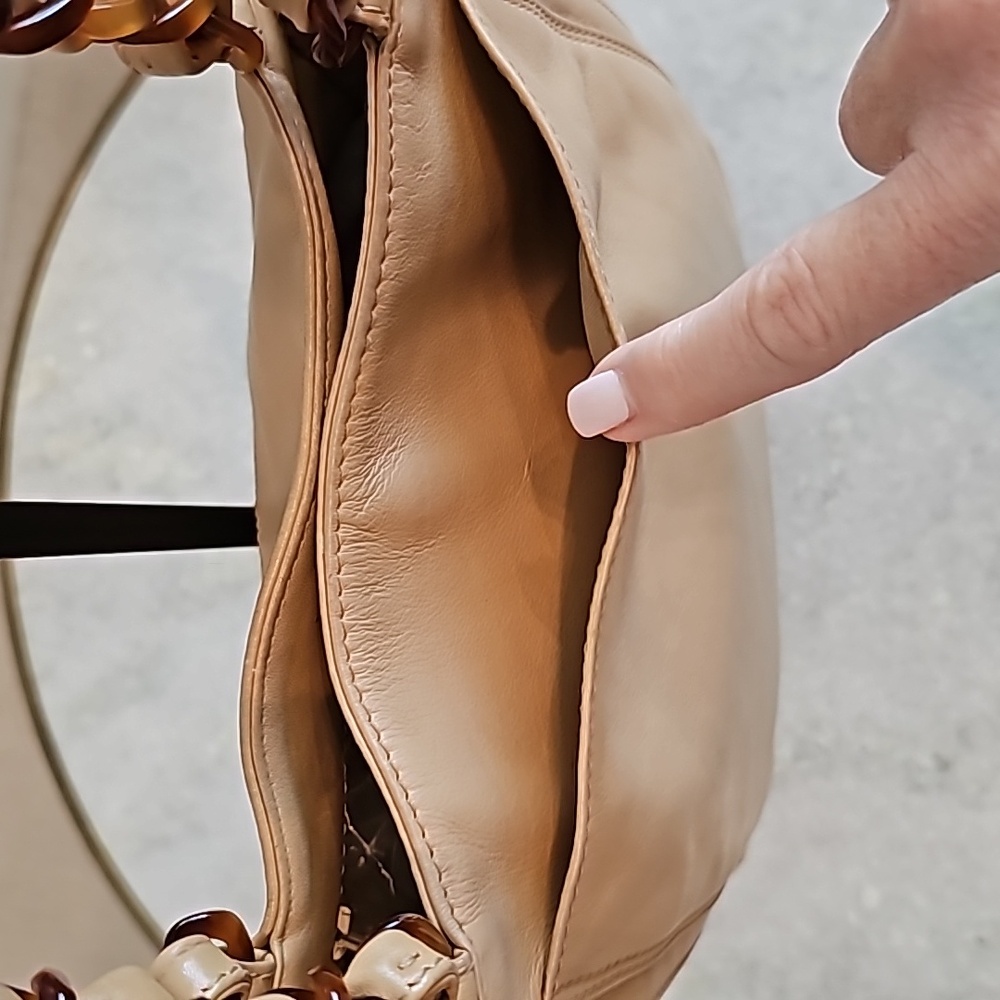 👑AUTHENTIC RARE👑 Vintage CHANEL CC Beige Lambskin Shoulder Tote - Picture 7 of 15